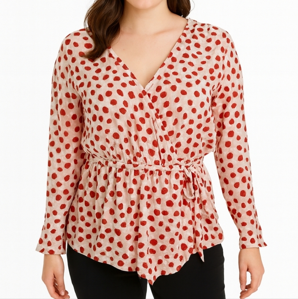 NWT Free Assembly Pink Heart Blouse Sz XL